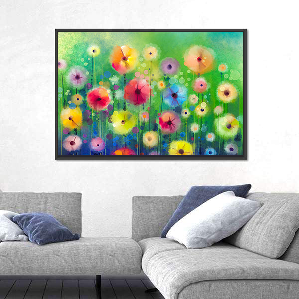 Spring Wildflower Illustration Canvas Wall Art