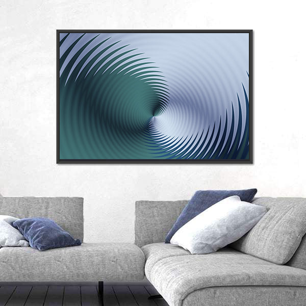 Teal Spiral Floral Pattern Canvas Wall Art