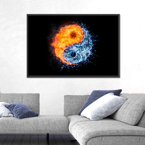 Fire And Water Tao Symbol Canvas Wall Art