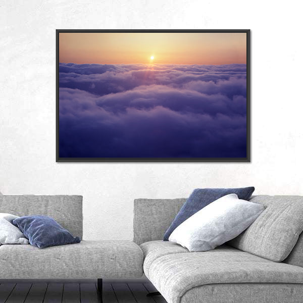 Sunset Above The Clouds Canvas Wall Art
