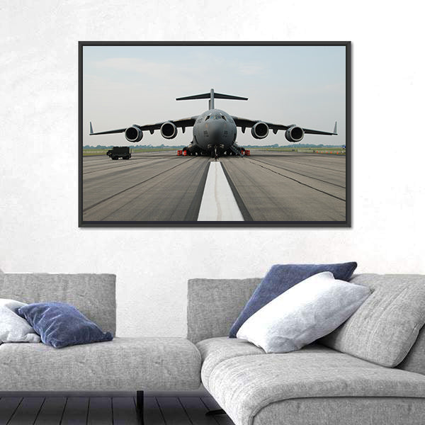 C-17 Globemaster Iii on Runway Canvas Wall Art