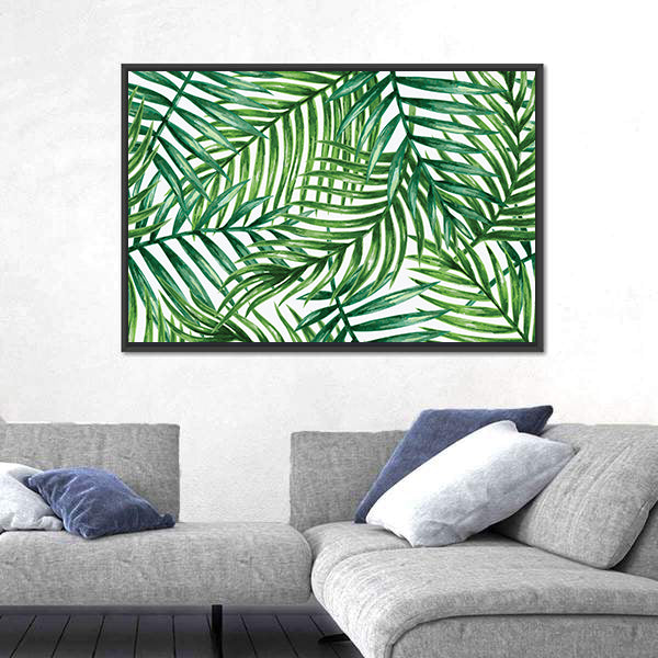 Watercolor Tropical Palm Leaves Canvas Wall Art