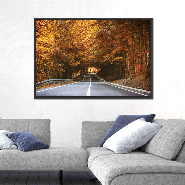 Forest Road in Autumn Canvas Wall Art