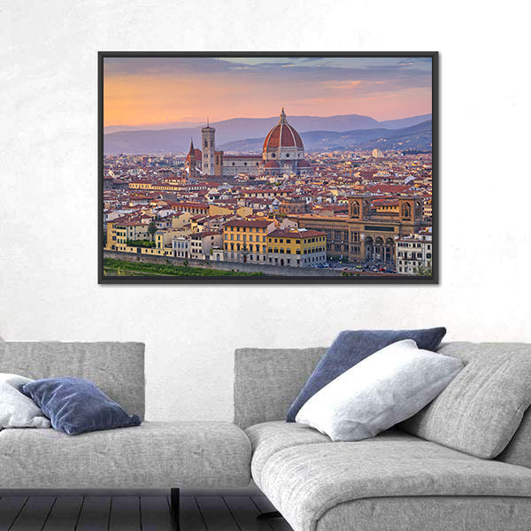 Florence City At Sunset Canvas Wall Art