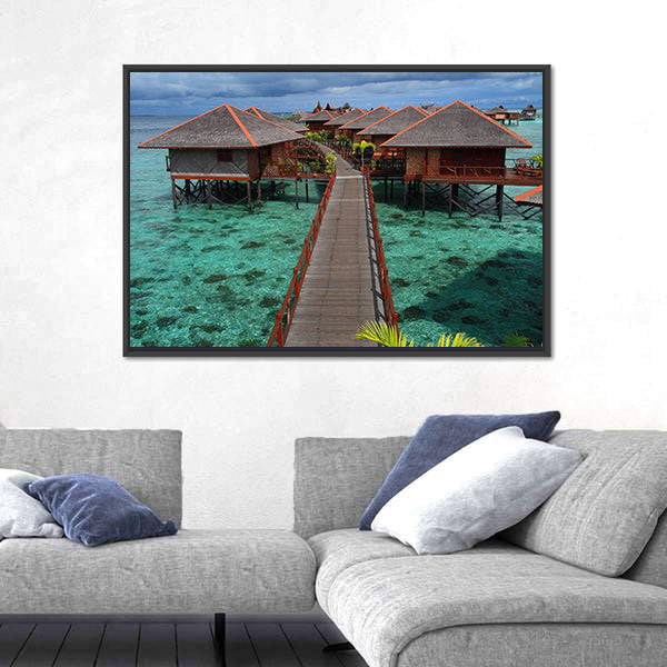 Mabul Island Overwater Bungalows Canvas Wall Art