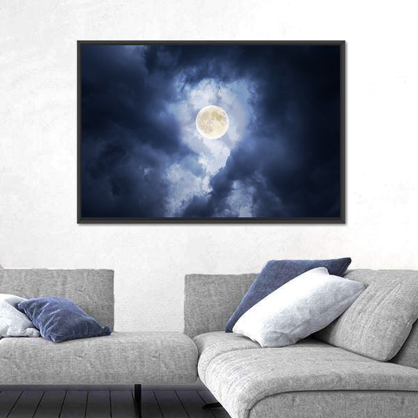 Supermoon in Clouds Canvas Wall Art