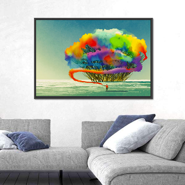 Colorful Smoke Flare Illustration Canvas Wall Art