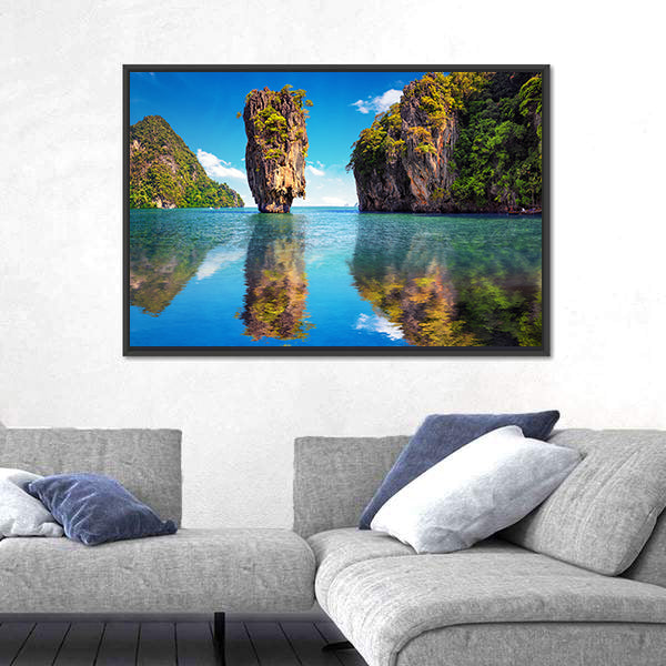 James Bond Island Reflection In Phuket Canvas Wall Art
