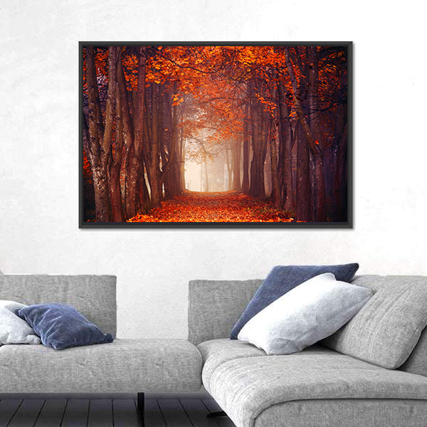 Autumn Misty Forest Canvas Wall Art