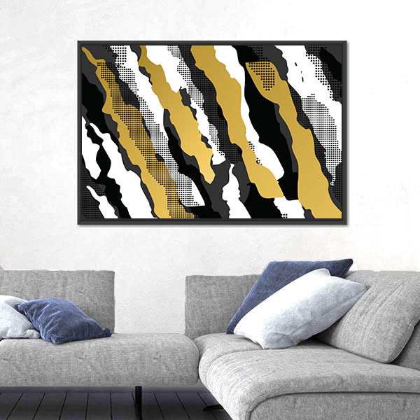 Golden Abstract Camouflage Pattern Canvas Wall Art