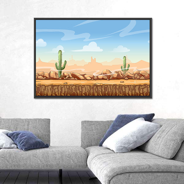Wild West Desert Game Concept Canvas Wall Art