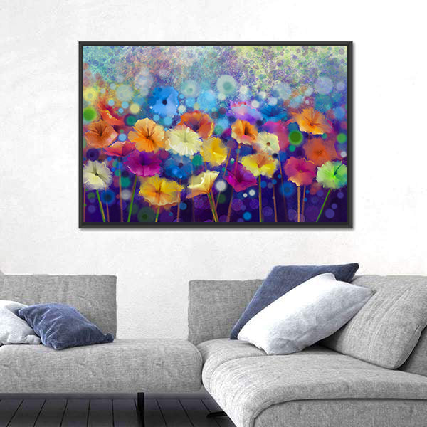 Colorful Watercolor Floral Meadow Canvas Wall Art