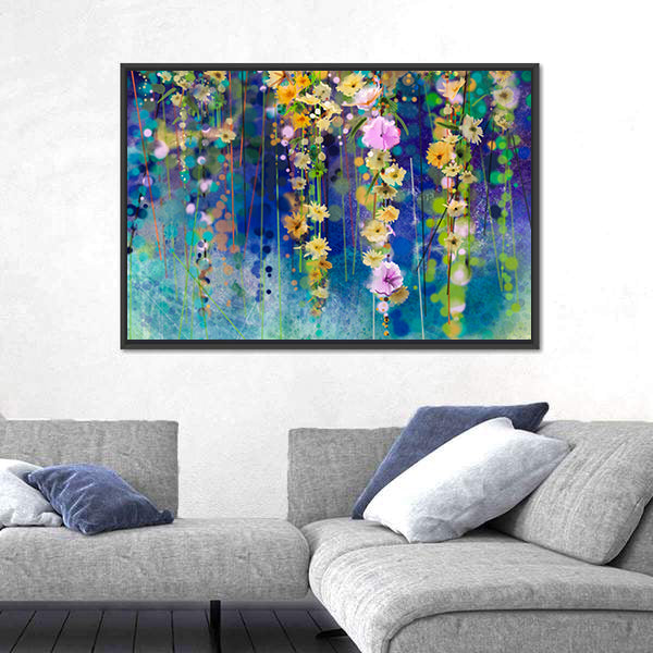 Spring Floral Field Abstract Canvas Wall Art