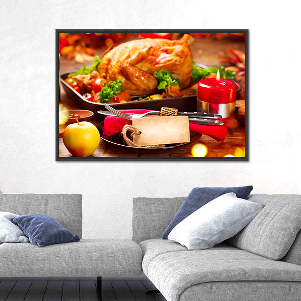 Thanksgiving Dinner Table Canvas Wall Art