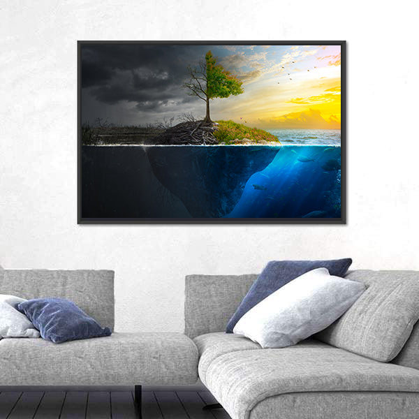 Life And Death On Floating Island Canvas Wall Art