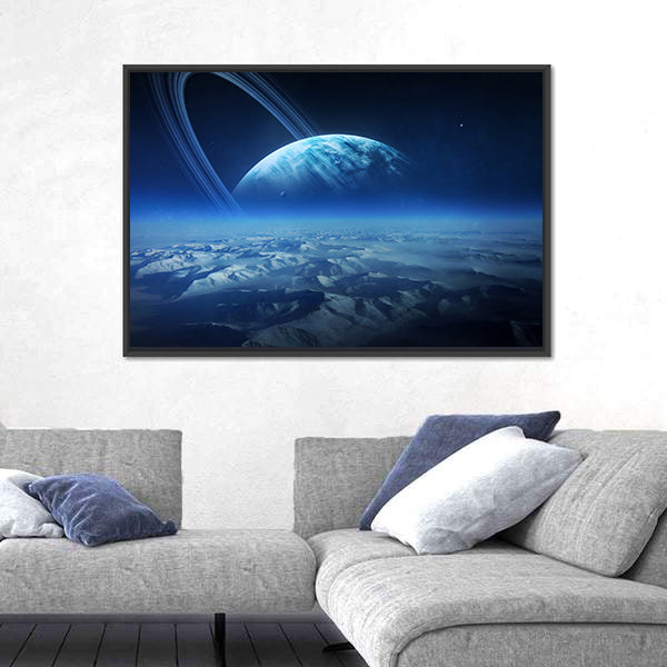 View of Uranus from Titania Canvas Wall Art