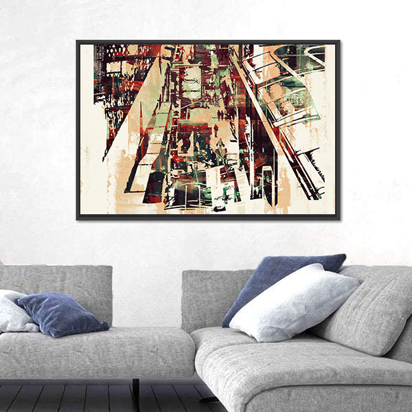 Crowded Urban Cityscape Canvas Wall Art