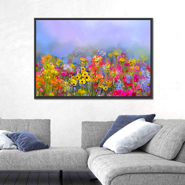 Multicolor Spring Wildflower Meadow Canvas Wall Art