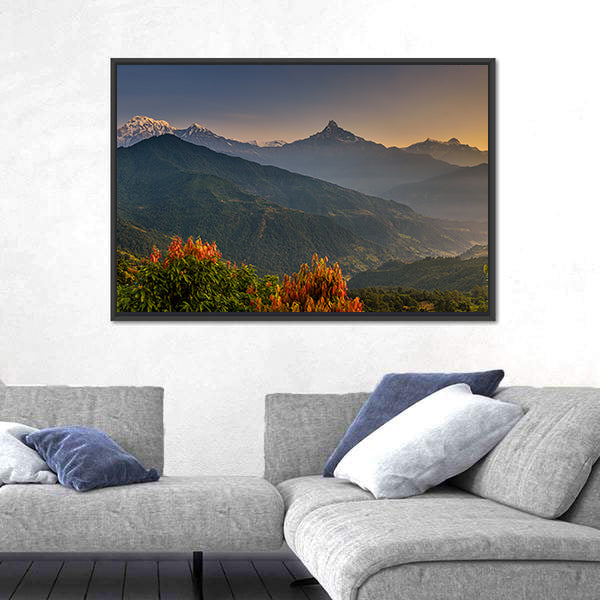 Sunrise Over Himalaya Mountains Near Pokhara Nepal Canvas Wall Art
