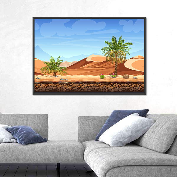 Desert Side-scrolling Game Scene Canvas Wall Art