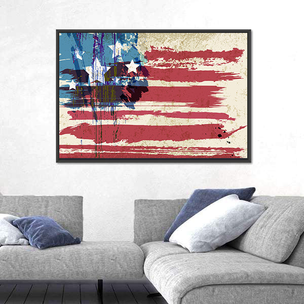Grunge American Flag Canvas Wall Art