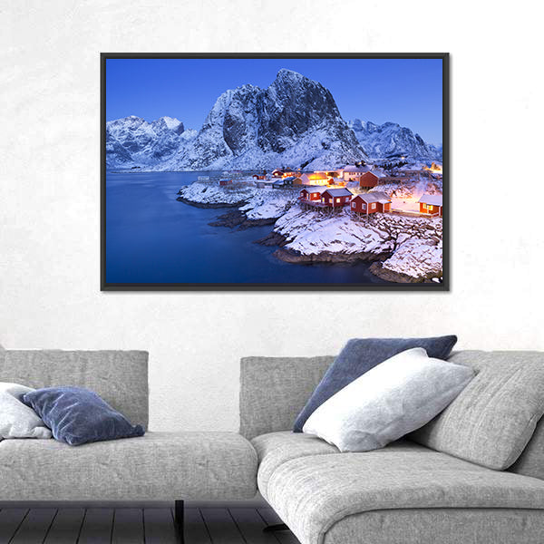 Norwegian Fisherman's Cabins In Lofoten Canvas Wall Art