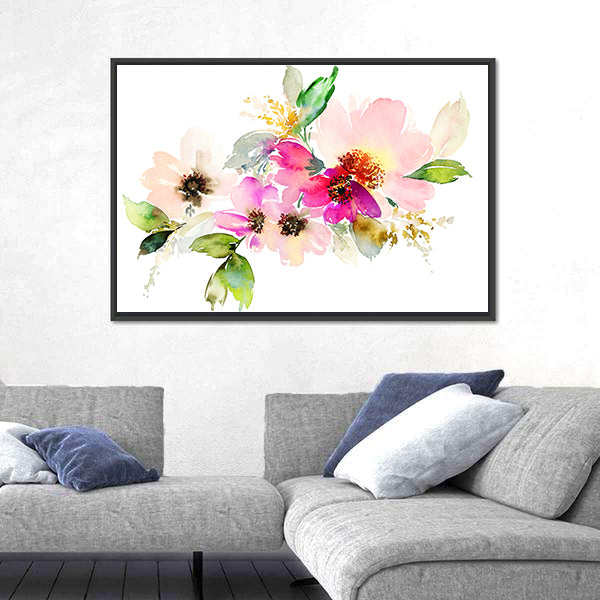 Delicate Watercolor Floral Bouquet Canvas Wall Art