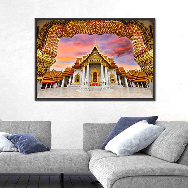Marble Temple Of Bangkok In Thailand Canvas Wall Art