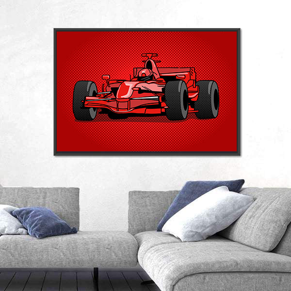 Red Pop Racing Car Canvas Wall Art