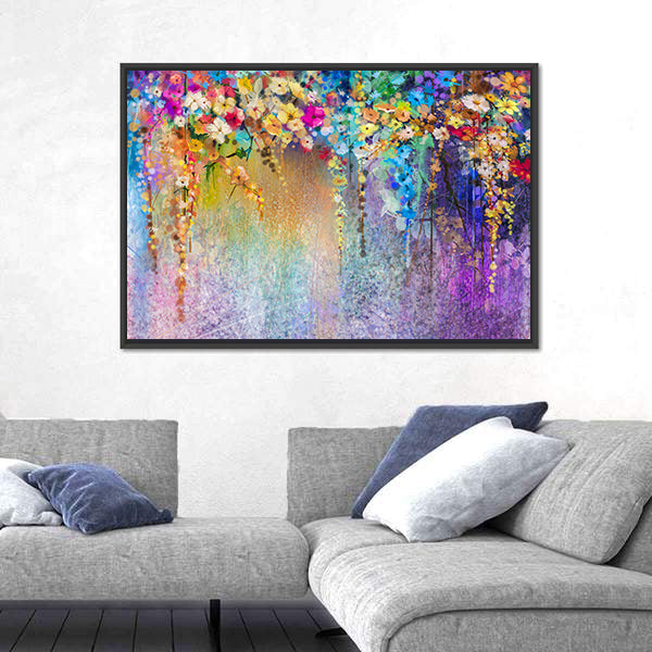Cascading Watercolor Floral Abstract Canvas Wall Art