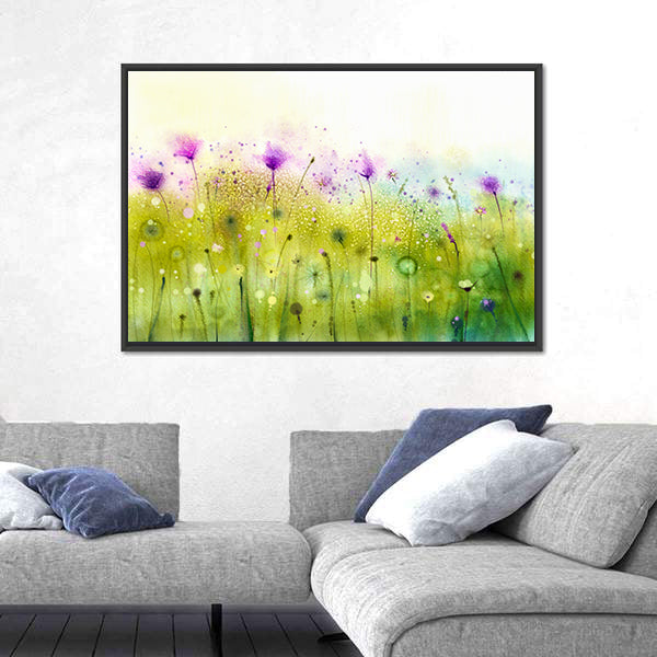 Cosmos Flowers Abstract Canvas Wall Art