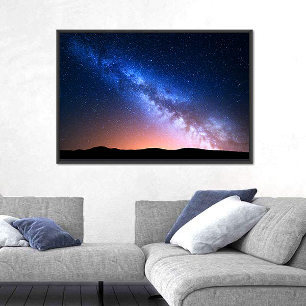 Starry Sky With Hills At Summer Canvas Wall Art