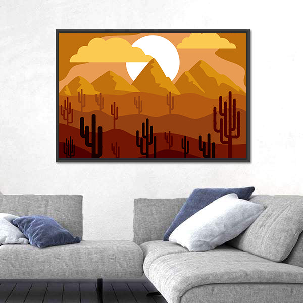 Desert Sunset with Saguaro Cacti Canvas Wall Art