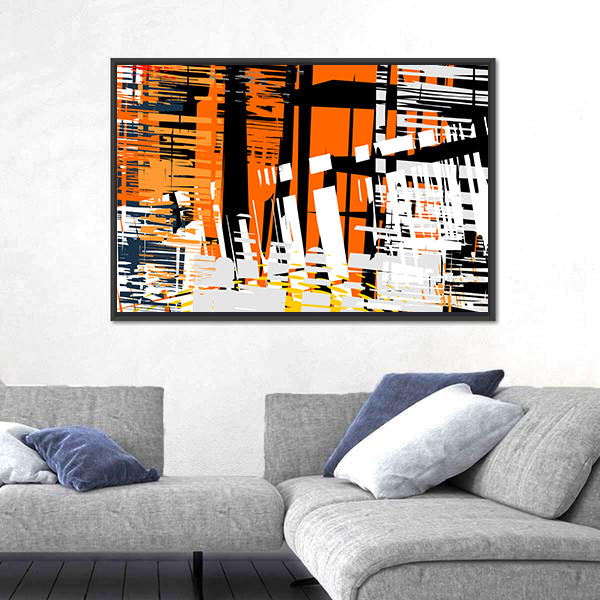 Gradient Grunge Abstract with Geometric Layers Canvas Wall Art