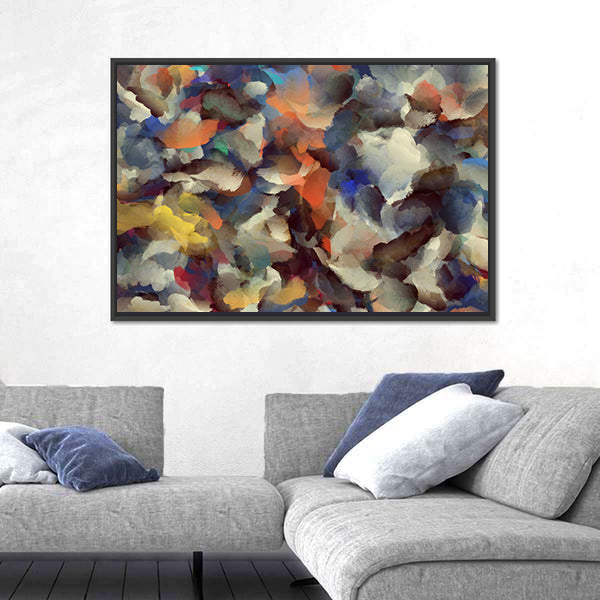 Colorful Retro Abstract Brushstroke Composition Canvas Wall Art