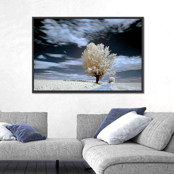 Alone Tree In Winter Canvas Wall Art