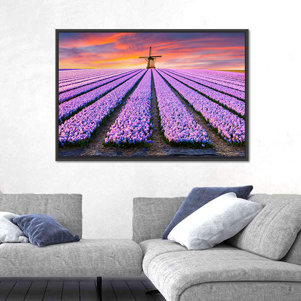 Spring Scene On The Flowers Farm In Netherlands Canvas Wall Art