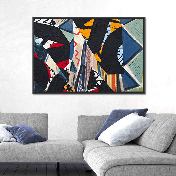 Hand Painted Paper Collage Canvas Wall Art