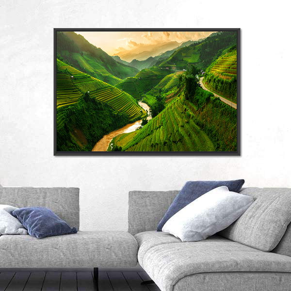 Terraced Rice Field In Mu Cang Chai In Vietnam Canvas Wall Art