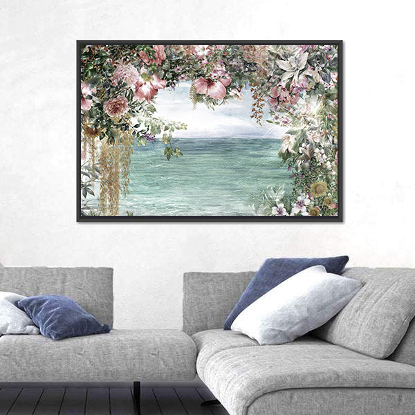 Spring Flowers by the Sea Canvas Wall Art