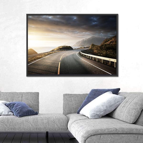 Winding Coastal Road in Lofoten Canvas Wall Art