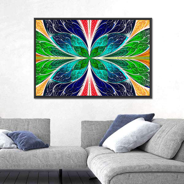 Stained Glass Fractal Butterfly Canvas Wall Art