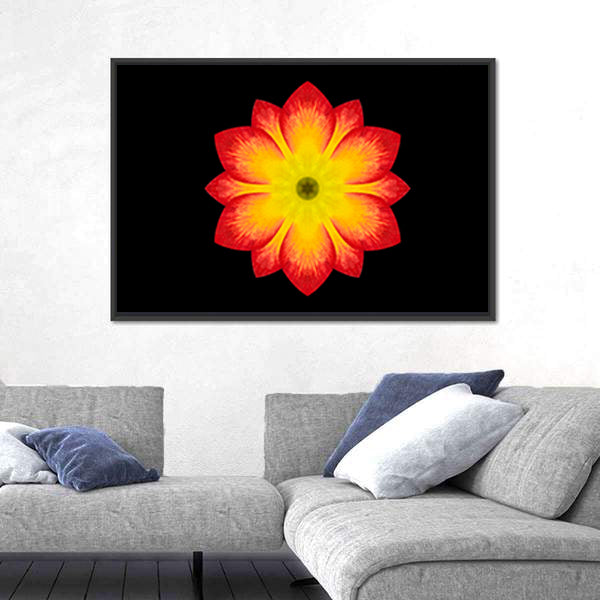 Red And Yellow Flower Mandala Canvas Wall Art