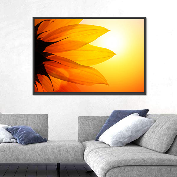 Yellow Sunflower Petals At Sunset Canvas Wall Art