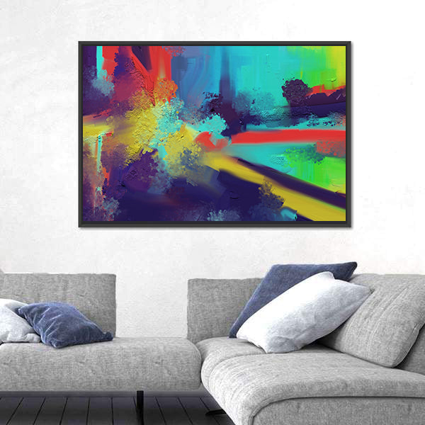 Expressionist Color Burst with Yellow-white Highlight Canvas Wall Art