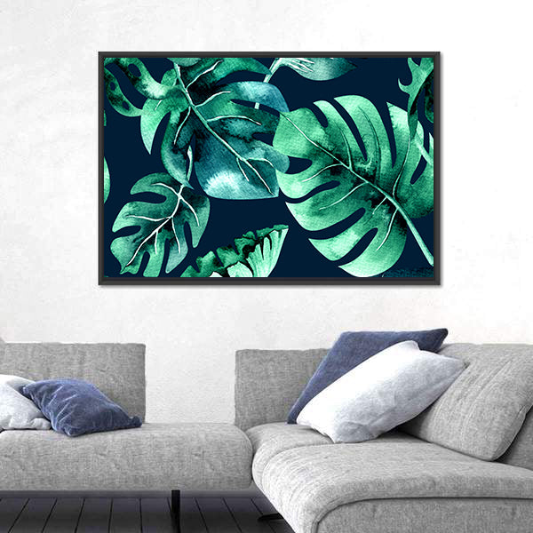 Dense Tropical Leaf Pattern Canvas Wall Art