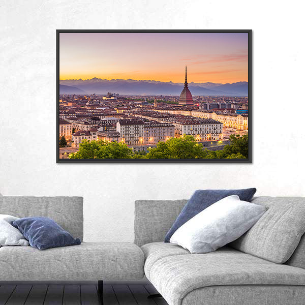 Torino Cityscape In Turin Italy Canvas Wall Art