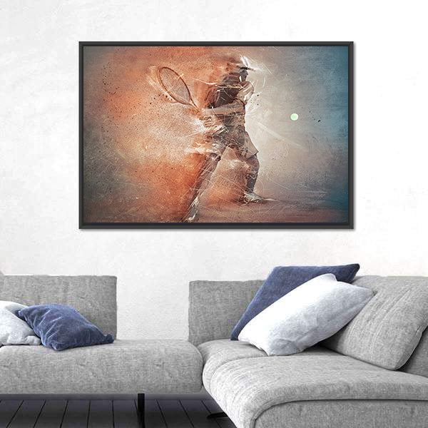 Tennis Player Hitting The Ball Illustration Canvas Wall Art