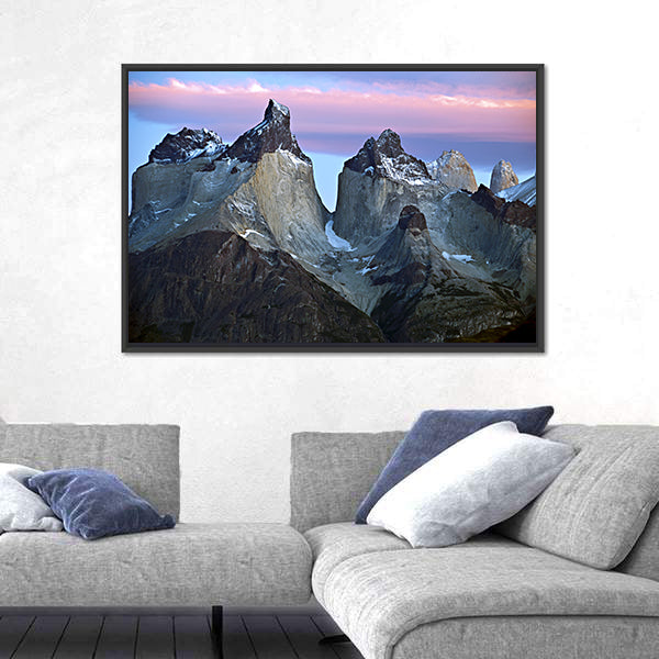 Torres Del Paine Mountain Peaks at Sunrise Canvas Wall Art