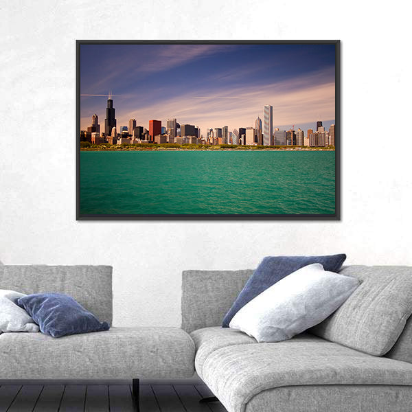 Chicago Skyline Over Lake Michigan Canvas Wall Art